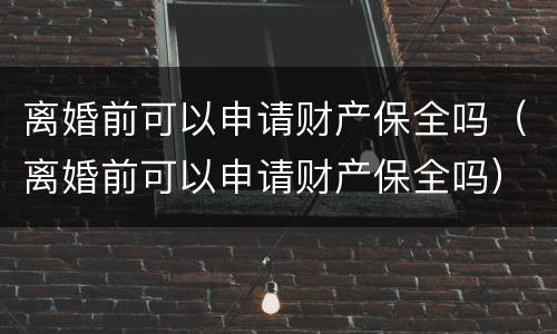 离婚前可以申请财产保全吗（离婚前可以申请财产保全吗）