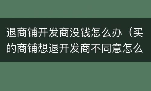 退商铺开发商没钱怎么办（买的商铺想退开发商不同意怎么办）