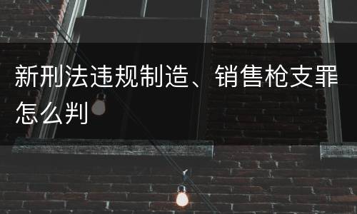 新刑法违规制造、销售枪支罪怎么判