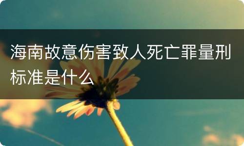 海南故意伤害致人死亡罪量刑标准是什么