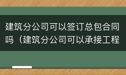 建筑分公司可以签订总包合同吗（建筑分公司可以承接工程）