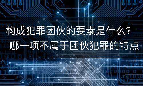 构成犯罪团伙的要素是什么？ 哪一项不属于团伙犯罪的特点