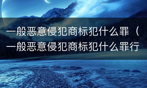一般恶意侵犯商标犯什么罪（一般恶意侵犯商标犯什么罪行）
