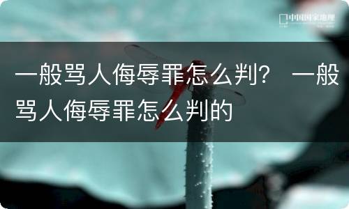 一般骂人侮辱罪怎么判？ 一般骂人侮辱罪怎么判的
