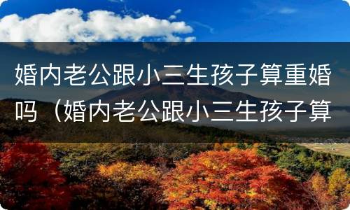 婚内老公跟小三生孩子算重婚吗（婚内老公跟小三生孩子算重婚吗知乎）