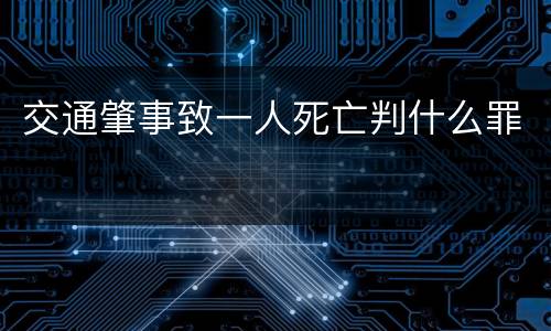 交通肇事致一人死亡判什么罪