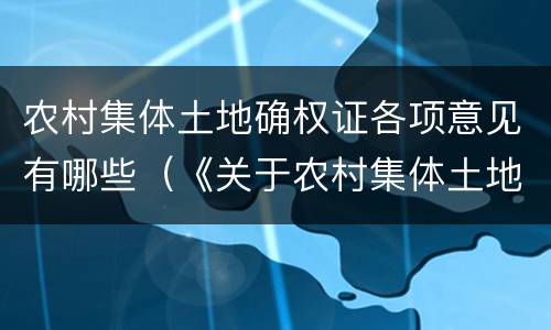 农村集体土地确权证各项意见有哪些（《关于农村集体土地确权登记发证的若干意见》）