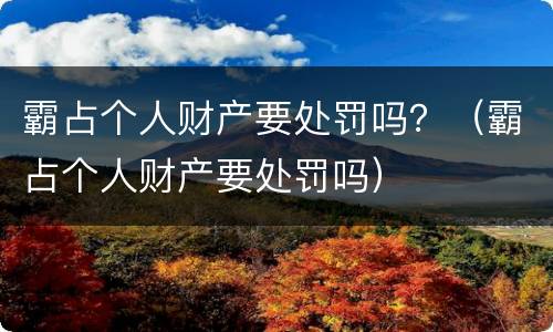 霸占个人财产要处罚吗？（霸占个人财产要处罚吗）