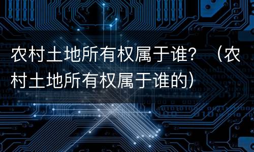 农村土地所有权属于谁？（农村土地所有权属于谁的）