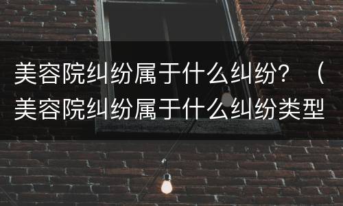 美容院纠纷属于什么纠纷？（美容院纠纷属于什么纠纷类型）