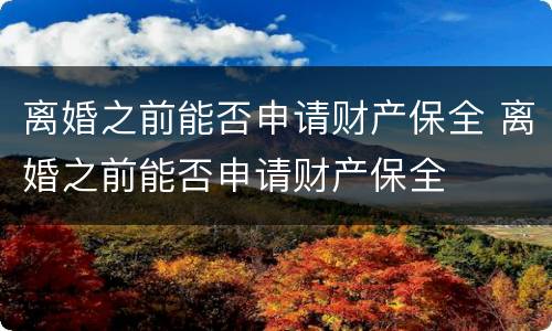 离婚之前能否申请财产保全 离婚之前能否申请财产保全