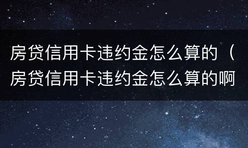 房贷信用卡违约金怎么算的（房贷信用卡违约金怎么算的啊）
