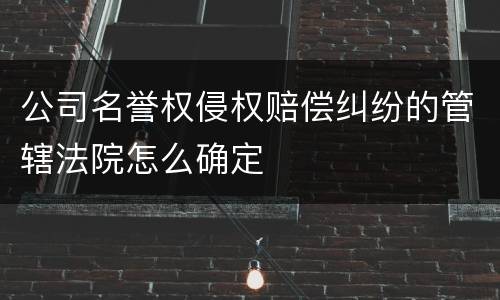 公司名誉权侵权赔偿纠纷的管辖法院怎么确定
