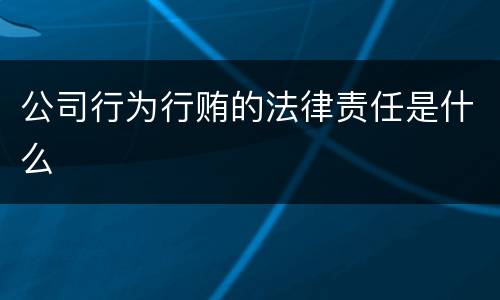 公司行为行贿的法律责任是什么