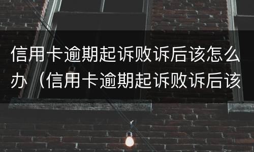 信用卡逾期起诉败诉后该怎么办（信用卡逾期起诉败诉后该怎么办呢）