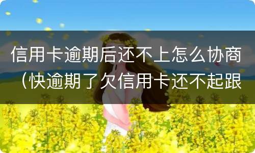 信用卡逾期后还不上怎么协商（快逾期了欠信用卡还不起跟银行能有协商的可能性吗）