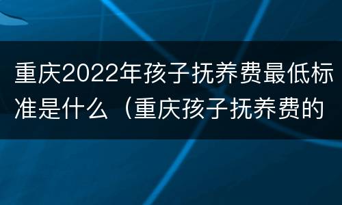 重庆2022年孩子抚养费最低标准是什么（重庆孩子抚养费的标准是多少）
