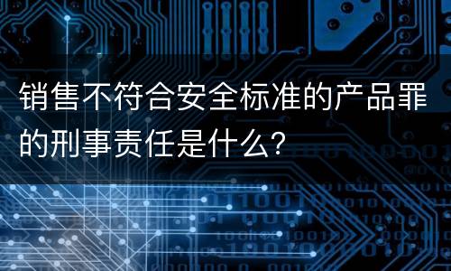 销售不符合安全标准的产品罪的刑事责任是什么？