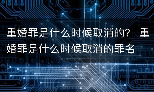 重婚罪是什么时候取消的？ 重婚罪是什么时候取消的罪名