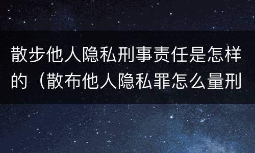散步他人隐私刑事责任是怎样的（散布他人隐私罪怎么量刑）