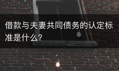 借款与夫妻共同债务的认定标准是什么？
