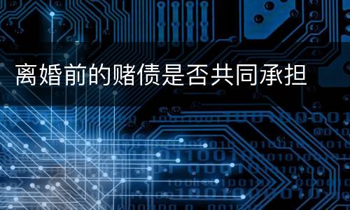 离婚前的赌债是否共同承担