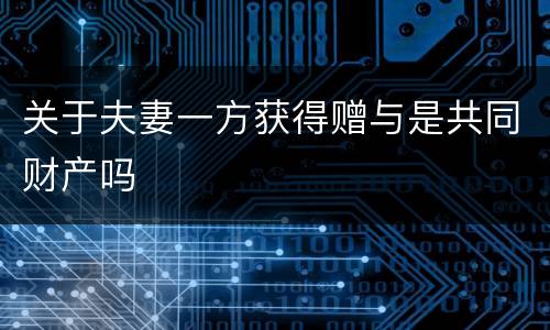 关于夫妻一方获得赠与是共同财产吗