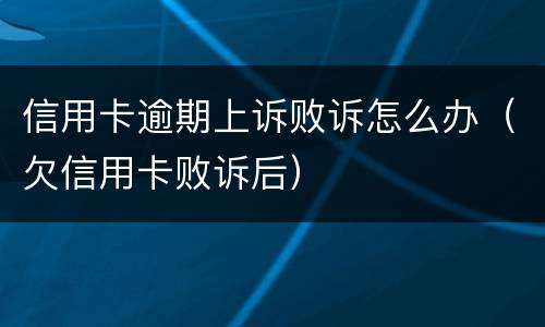 信用卡逾期上诉败诉怎么办（欠信用卡败诉后）