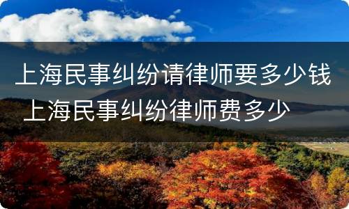 上海民事纠纷请律师要多少钱 上海民事纠纷律师费多少