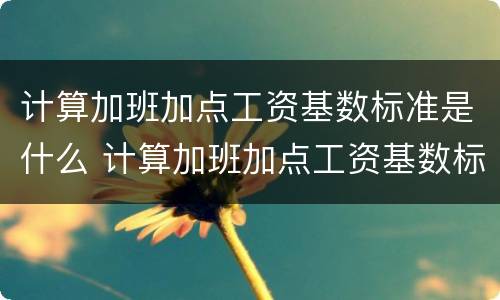 计算加班加点工资基数标准是什么 计算加班加点工资基数标准是什么意思