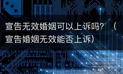 宣告无效婚姻可以上诉吗？（宣告婚姻无效能否上诉）