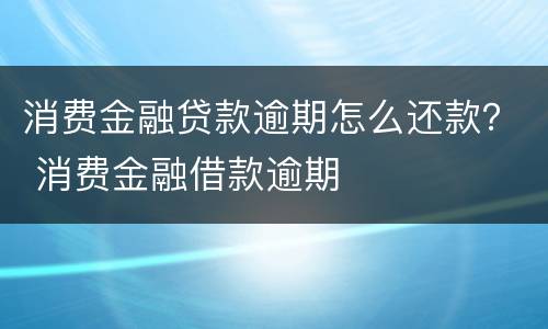 消费金融贷款逾期怎么还款？ 消费金融借款逾期