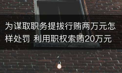 为谋取职务提拔行贿两万元怎样处罚 利用职权索贿20万元