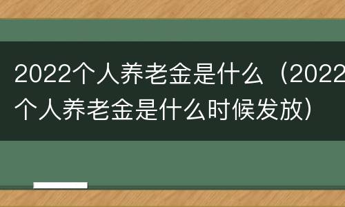 2022个人养老金是什么（2022个人养老金是什么时候发放）