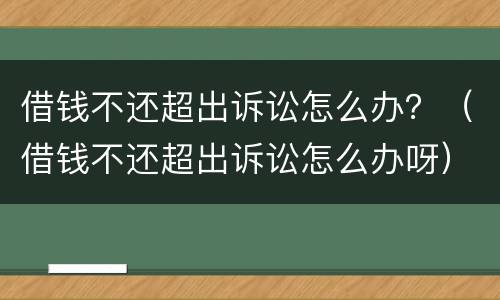 借钱不还超出诉讼怎么办？（借钱不还超出诉讼怎么办呀）