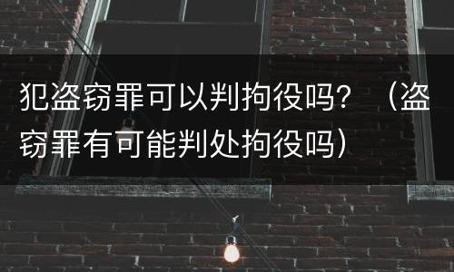 犯盗窃罪可以判拘役吗？（盗窃罪有可能判处拘役吗）
