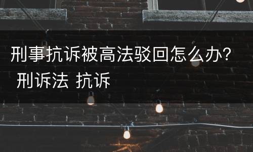 刑事抗诉被高法驳回怎么办？ 刑诉法 抗诉