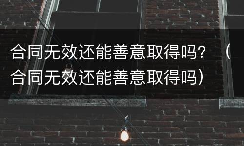 合同无效还能善意取得吗？（合同无效还能善意取得吗）