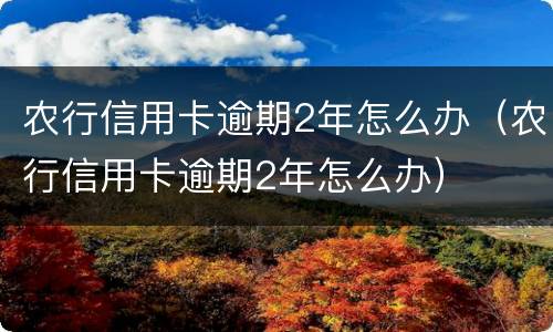 农行信用卡逾期2年怎么办（农行信用卡逾期2年怎么办）