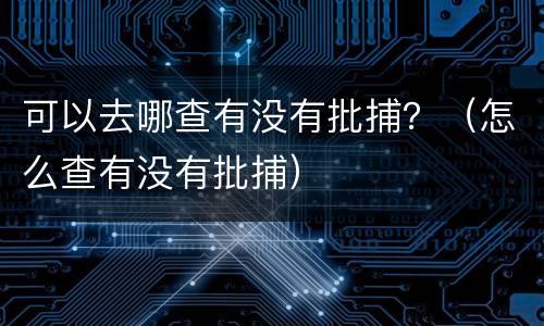 可以去哪查有没有批捕？（怎么查有没有批捕）