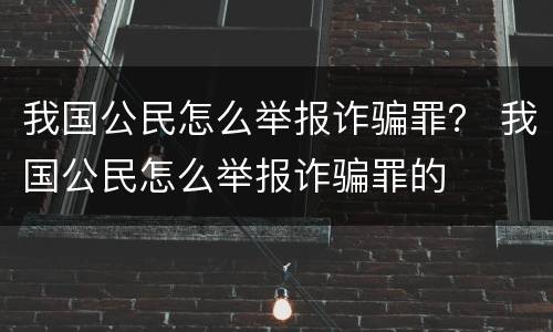 我国公民怎么举报诈骗罪？ 我国公民怎么举报诈骗罪的
