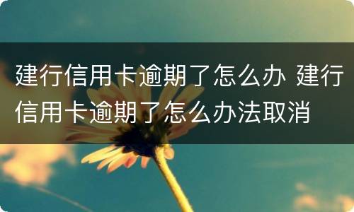 建行信用卡逾期了怎么办 建行信用卡逾期了怎么办法取消