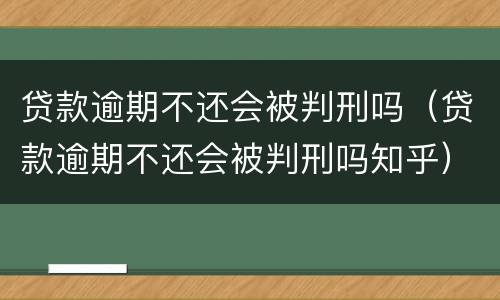 贷款逾期不还会被判刑吗（贷款逾期不还会被判刑吗知乎）