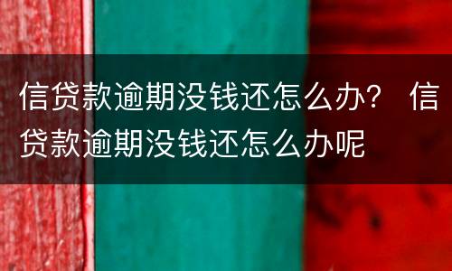 信贷款逾期没钱还怎么办？ 信贷款逾期没钱还怎么办呢