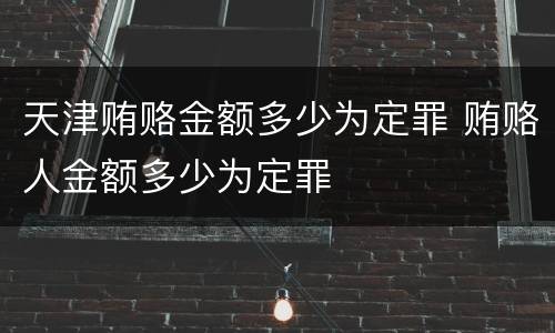 天津贿赂金额多少为定罪 贿赂人金额多少为定罪