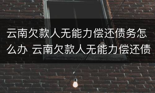 云南欠款人无能力偿还债务怎么办 云南欠款人无能力偿还债务怎么办手续