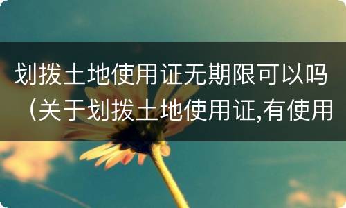 划拨土地使用证无期限可以吗（关于划拨土地使用证,有使用年限吗?）