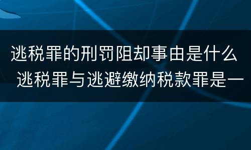 逃税罪的刑罚阻却事由是什么 逃税罪与逃避缴纳税款罪是一回事吗