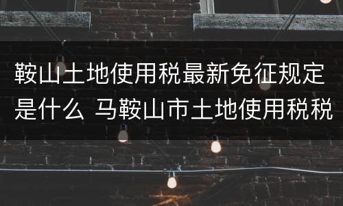 鞍山土地使用税最新免征规定是什么 马鞍山市土地使用税税率