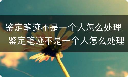 鉴定笔迹不是一个人怎么处理 鉴定笔迹不是一个人怎么处理好